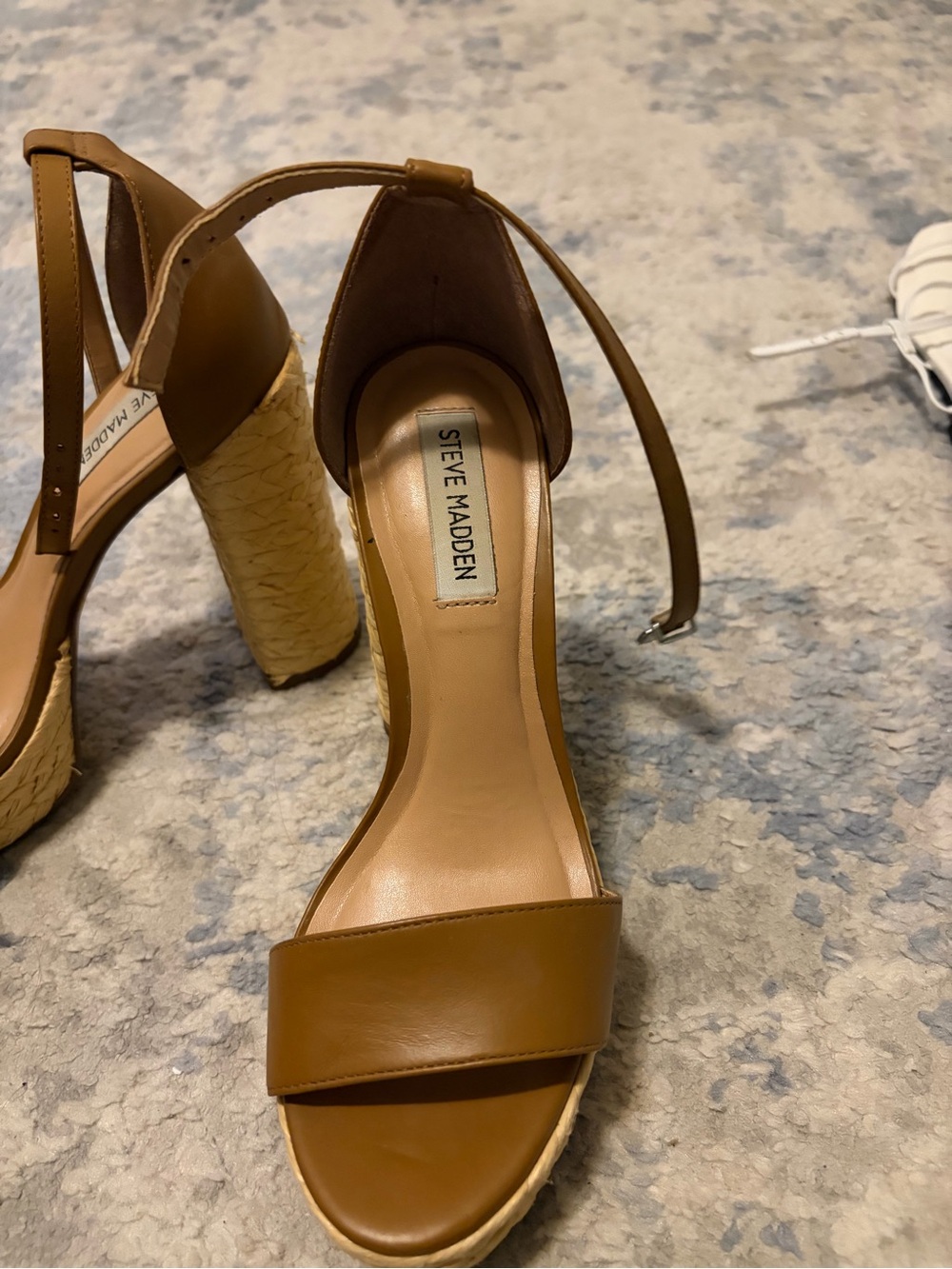 Steve Madden Tan Braided-Platform Strappy Heels - Picture 5 of 6